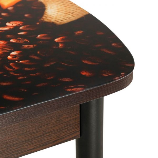 Стол раздвижной с ФП Кофе-3 1100/1500х700х777 стол. стекл/пояс Венге/прямые чёрные ноги