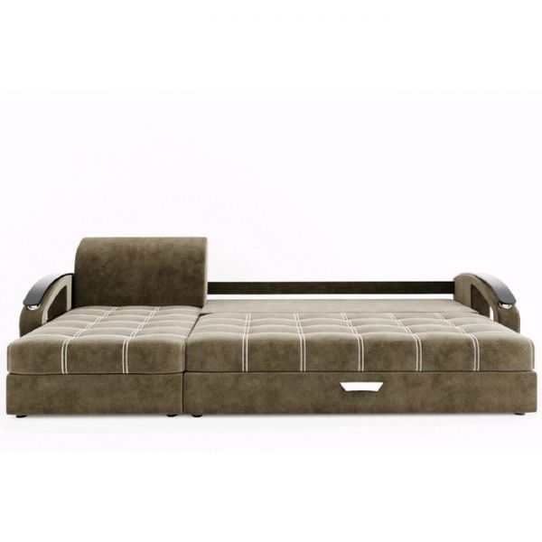 Угловой диван «Дубай», угол левый, еврокнижка, МДФ венге, цвет селфи 01, подушки селфи 03