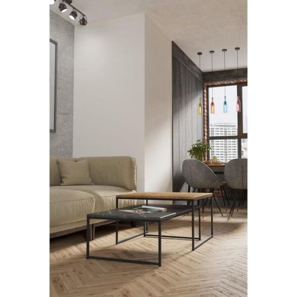 Стол журнальный «Инсайд», 1020 ? 545 ? 300 мм, металл, МДФ, цвет белый мрамор