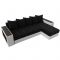 Угловой диван «Дубай», еврокнижка, правый угол, цвет чёрный микровельвет / белая экокожа