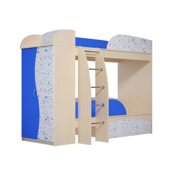 Двухъярусная кровать «Омега 4а», 800 ? 1900 мм, ЛДСП / МДФ, цвет млечный дуб / индиго
