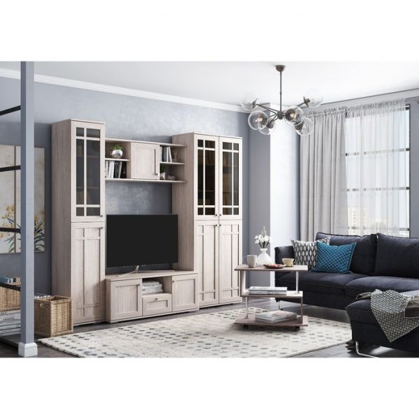 Пенал ПН-17 РИВЬЕРА Стекло 2100х400х420 Ясень Шимо Светлый