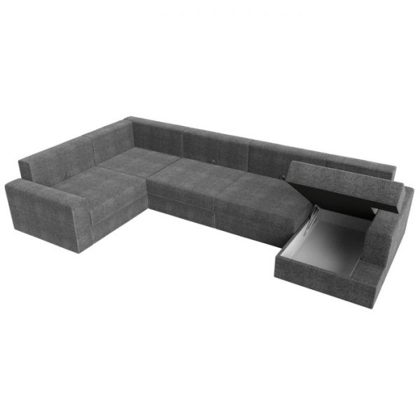 П-образный диван «Мэдисон», механизм еврокнижка, рогожка, цвет серый