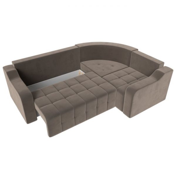 Угловой диван «Кембридж», механизм еврокнижка, велюр, цвет бежевый