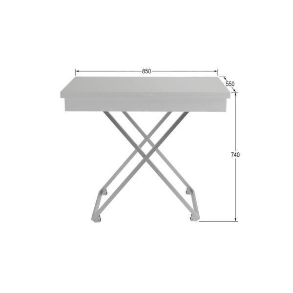 Стол трансформируемый «АНДРЭ Хром», 850 (1102) ? 550 (850) ? 575 (725) мм, цвет белый