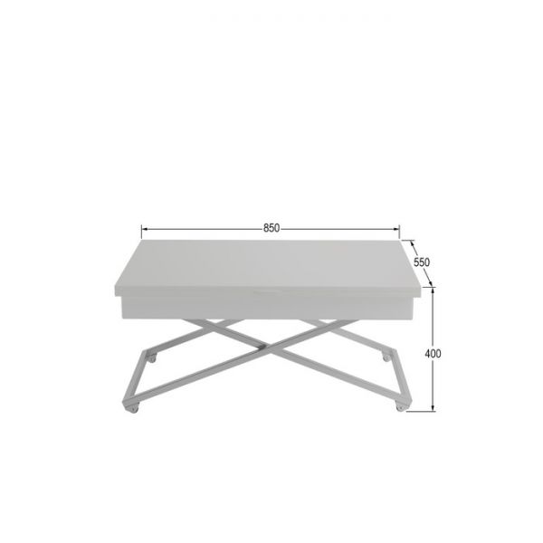 Стол трансформируемый «АНДРЭ Хром», 850 (1102) ? 550 (850) ? 575 (725) мм, цвет белый