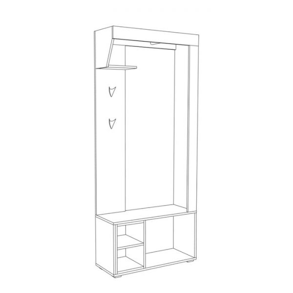 Прихожая Лайт 10.03, 790х321х1900, Орех селект каминный/Белый премиум