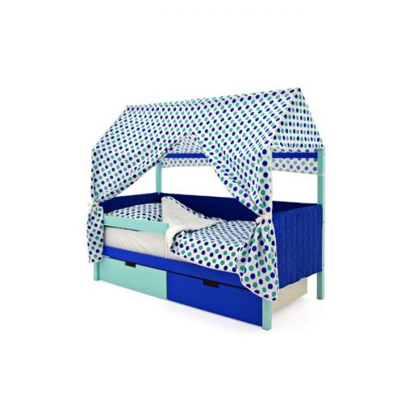 Детская кровать-домик мягкий Бельмарко  Svogen мятно-синий