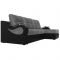 Угловой диван «Меркурий», еврокнижка, правый угол, серая рогожка/чёрная экокожа
