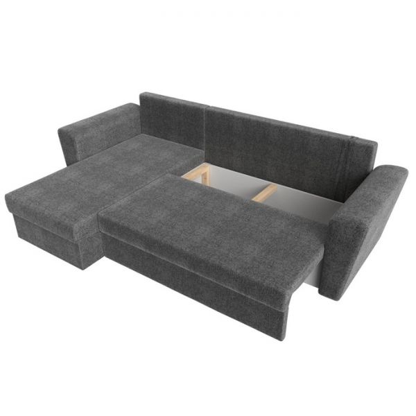 Угловой диван «Амстердам лайт», еврокнижка, правый угол, рогожка, цвет серый