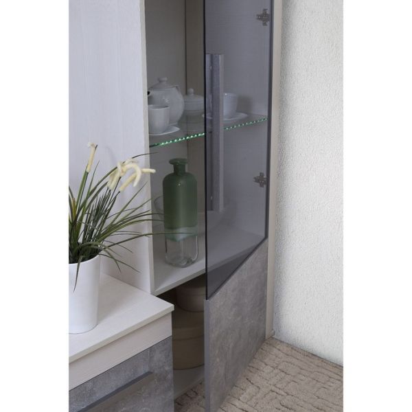 Витрина низкая «Леон 2», 560 ? 389 ? 1758 мм, цвет ясень анкор светлый / ателье светлый