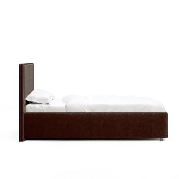 Кровать «Алькасар» без ПМ, 140 ? 200 см, встроенное основание, экокожа, цвет коричневый