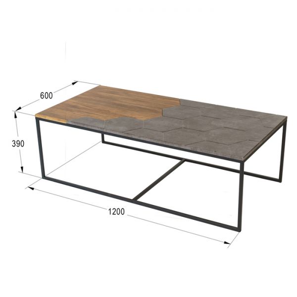 Стол журнальный «Китч», 1200 ? 600 ? 390 мм, цвет дуб американский / серый бетон