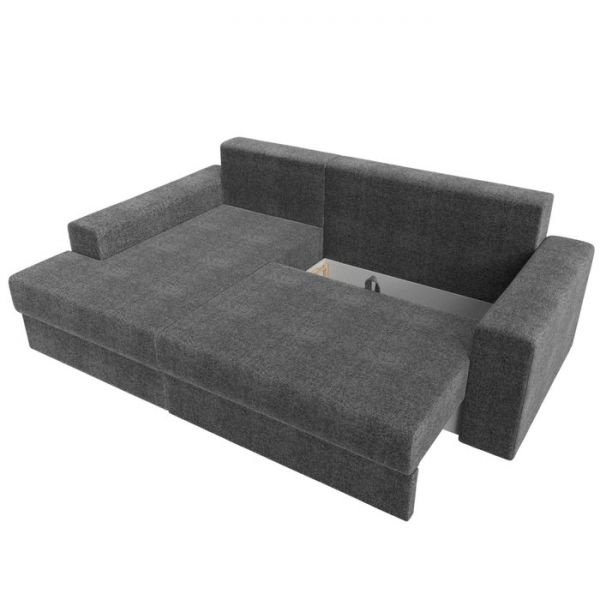 Угловой диван «Мэдисон», механизм еврокнижка, рогожка, правый угол, цвет серый