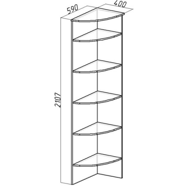 Полка угловая Sherlock 14, 590 ? 400 ? 2107 мм, цвет ясень анкор светлый