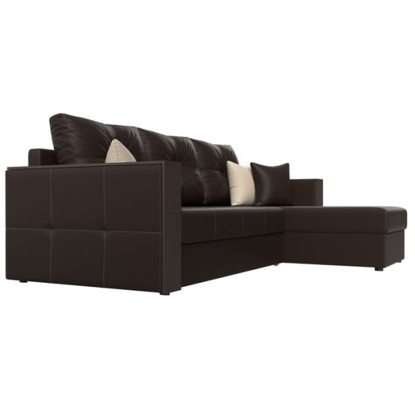 Угловой диван «Валенсия», механизм дельфин, экокожа, цвет бежевый