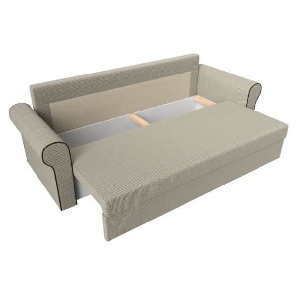 Прямой диван «Рейн», механизм еврокнижка, рогожка, цвет бежевый / кант коричневый