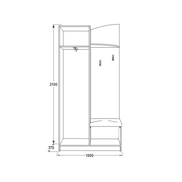 Прихожая «Саша 1», 1000 ? 370 ? 2100 мм, ЛДСП, зеркало, ясень анкор тёмный / анкор светлый