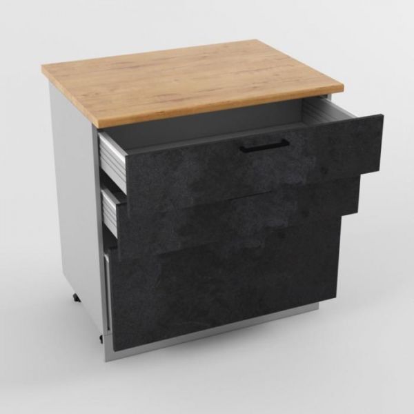 Шкаф напольный с 3-мя ящиками Лофт 800х600х850 Бетон темный