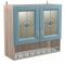 Шкаф-витрина навесной с полкой Кантри 800х300х720 Дуб молочный/Голубой