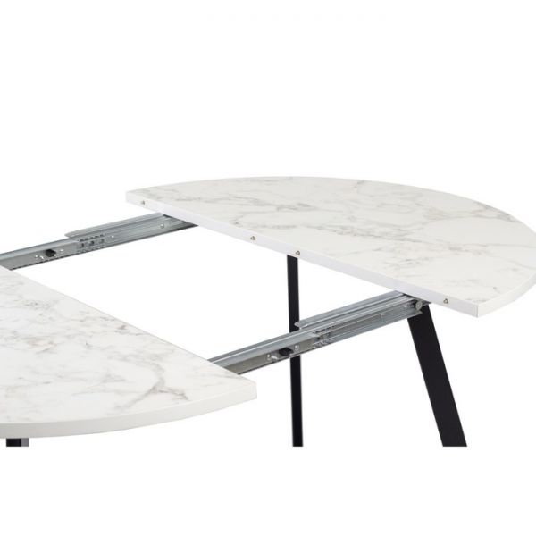 Стол РИМ D-1050/1500х1050х760 Мрамор Белый/Опора Гермес чёрная матовая