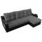 Угловой диван «Меркурий», еврокнижка, правый угол, серая рогожка/чёрная экокожа