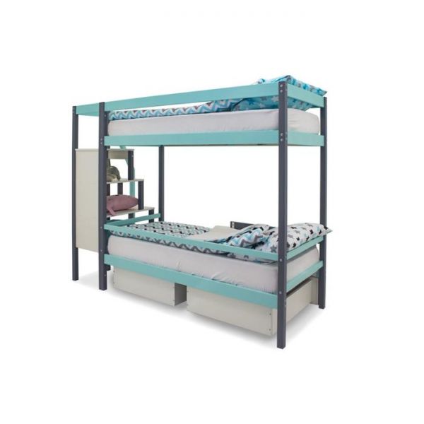 Детская двухъярусная кровать Бельмарко Svogen графит-мятный