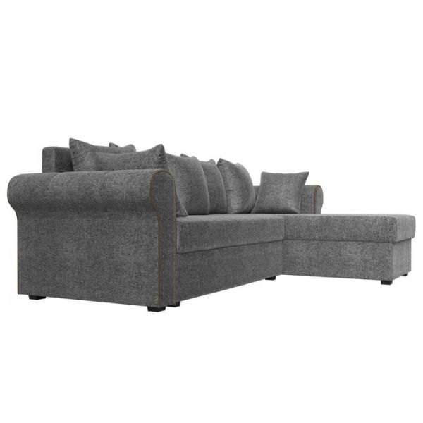 Угловой диван «Рейн», механизм еврокнижка, угол правый, рогожка, серый / кант коричневый