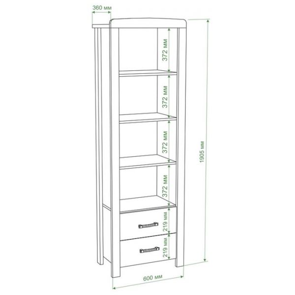Витрина с глухим фасадом, 600 ? 360 ? 1910 мм, цвет карамель / белый