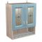Шкаф-витрина навесной с полкой Кантри 600х300х720 Дуб молочный/Голубой