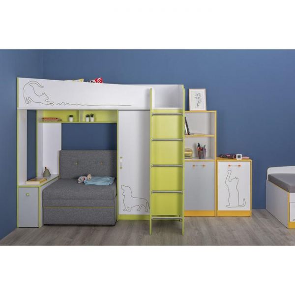 Кровать двухъярусная Альфа 11.20, с/м 1900х800, 1940х1055х1761, лайм зеленый