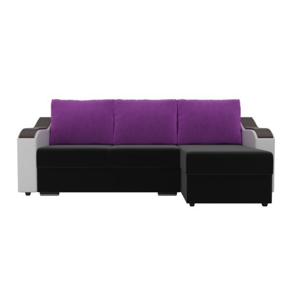 Угловой диван «Монако», механизм еврокнижка, микровельвет, цвет бежевый / коричневый