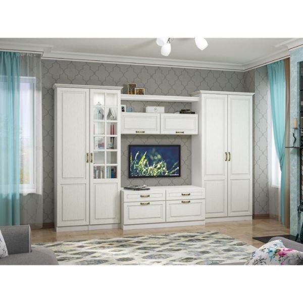 Тумба под ТВ Ливерпуль, 1400х493х608, Белый/Ясень ваниль