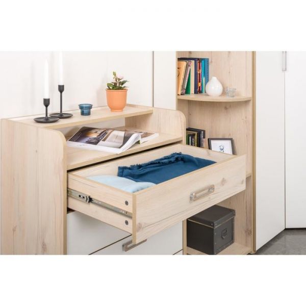 Комод Веста 13.103, 766х430х903, Гаскон Пайн светлый/Белый шагрень