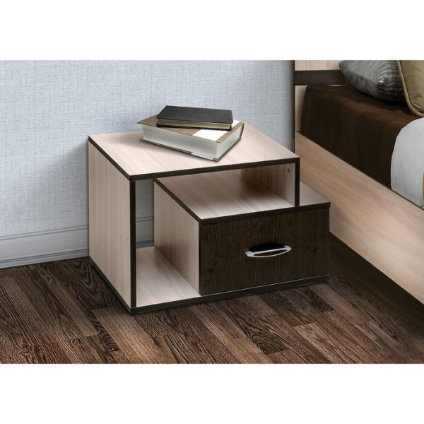 Тумба прикроватная «Венеция 10», ящик, 600 ? 380 ? 400 мм, цвет ясень шимо светлый / венге