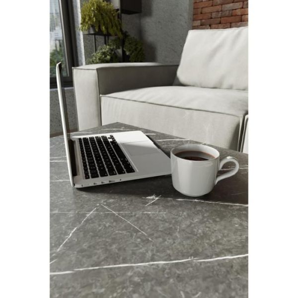 Стол журнальный «Овер», 670 ? 670 ? 400 мм, металл, МДФ, цвет белый мрамор