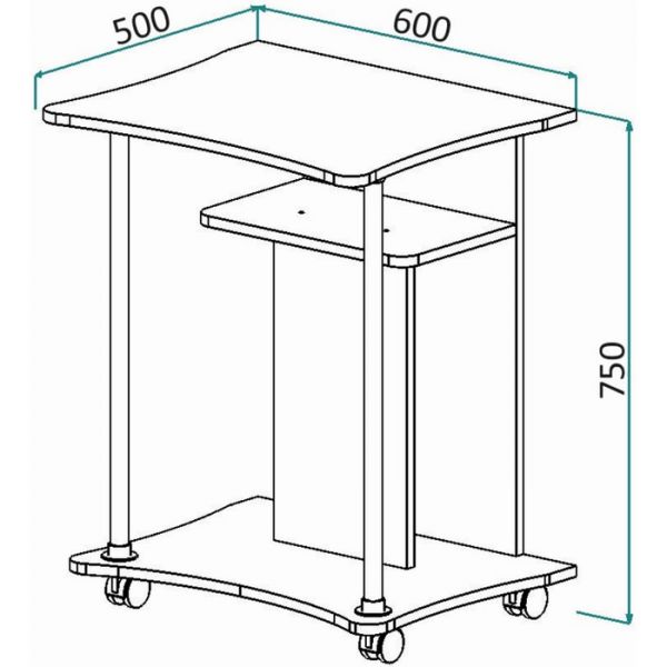 Стол компьютерный СК-10 750х600х500 Дуб выбеленный/Венге