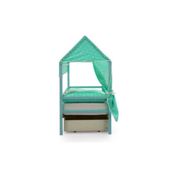 Крыша текстильная Бельмарко для кровати-домика Svogen звезды, фон мятный
