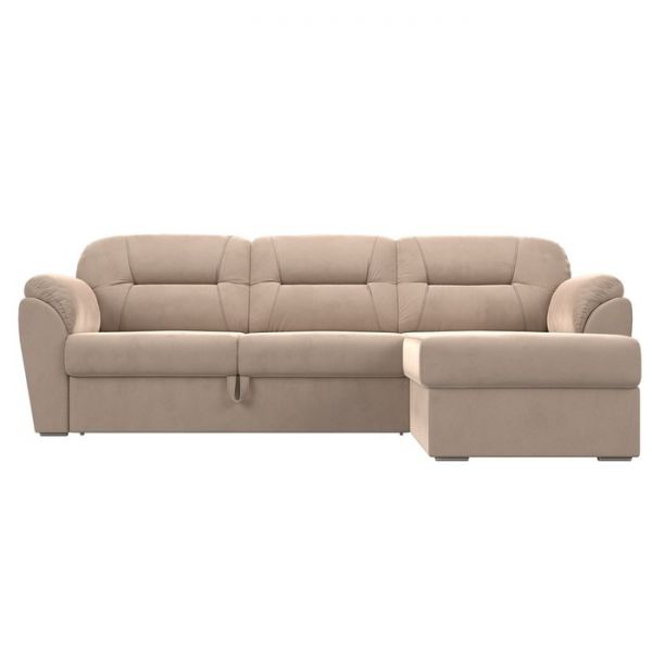 Угловой диван «Бостон», механизм дельфин, велюр, цвет бежевый