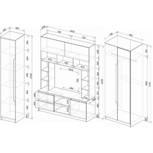 Гостиная Прайм 2706х536х2100 дуб каньон/М18