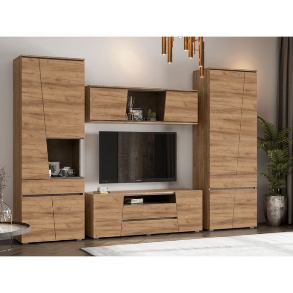 Шкаф с ящиком Соренто, 702х418х2006, Дуб крафт/Бетон темный