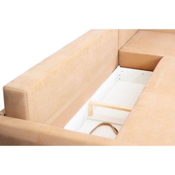 Угловой диван «Неаполь», механизм еврокнижка, велюр, цвет бежевый