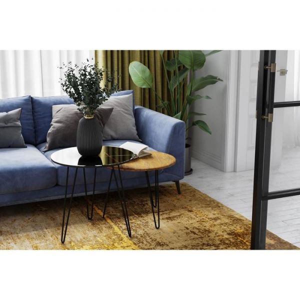 Стол журнальный «РИД Glass 430», 550 ? 550 ? 450 мм, цвет сахара нуар / чёрный матовый