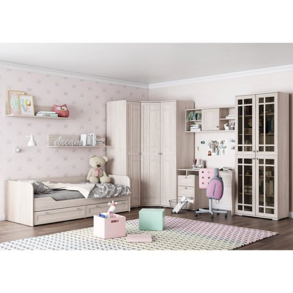 Шкаф угловой Зеркало/Зеркало РИВЬЕРА 2100х850х850 Ясень Шимо Светлый