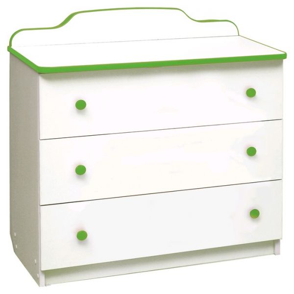 Комод с 3-мя ящиками, 810 ? 450 ? 850 мм, лдсп, цвет белый / кант и ручки красные