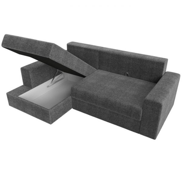 Угловой диван «Мэдисон», механизм еврокнижка, рогожка, правый угол, цвет серый