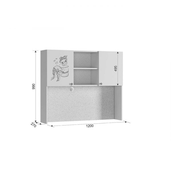 Детский гарнитур Гламур №1 (Комплект 5 предметов) белый/белый глянец