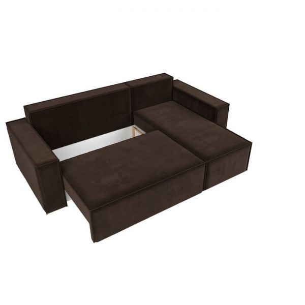 Угловой диван «Куба», механизм еврокнижка, микровельвет, цвет бежевый