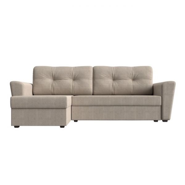 Угловой диван «Амстердам лайт», еврокнижка, правый угол, рогожка, цвет бежевый