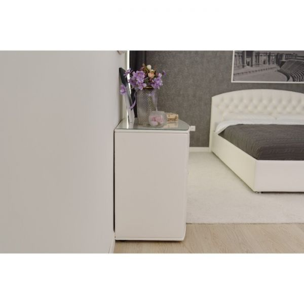 Комод «Люнетта», 3 ящика, 760 ? 505 ? 750 мм, экокожа, стекло, цвет взбитые сливки